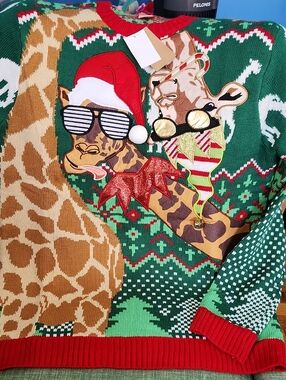 Giraffe Print Ugly Christmas Sweater